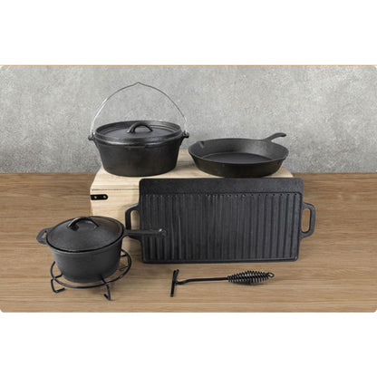 🔥READY STOCK🔥 Outdoor Camping 7 Piecee Pre-Seasoned Cast Iron Cookware Set by OHANA