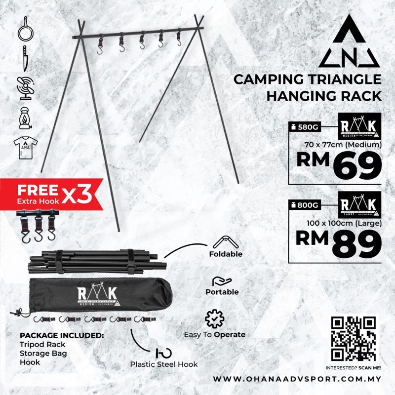 š„READY STOCKš„Camping Triangle Hanging Rack Folding Portable by OHANA