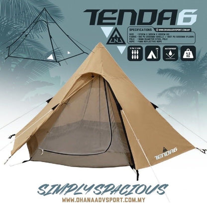 TENDA 6, DOUBLE LAYER, YURTS TENT / RED INDIAN STYLE / TEEPEE TENT FOR 5-6 PEOPLE BY OHANA