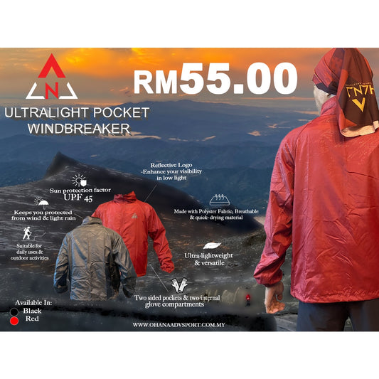 🔥READY STOCK🔥 ULTRALIGHT POCKET WINDBREAKER PLUS Unisex (Rainproof & Windproof Jacket)