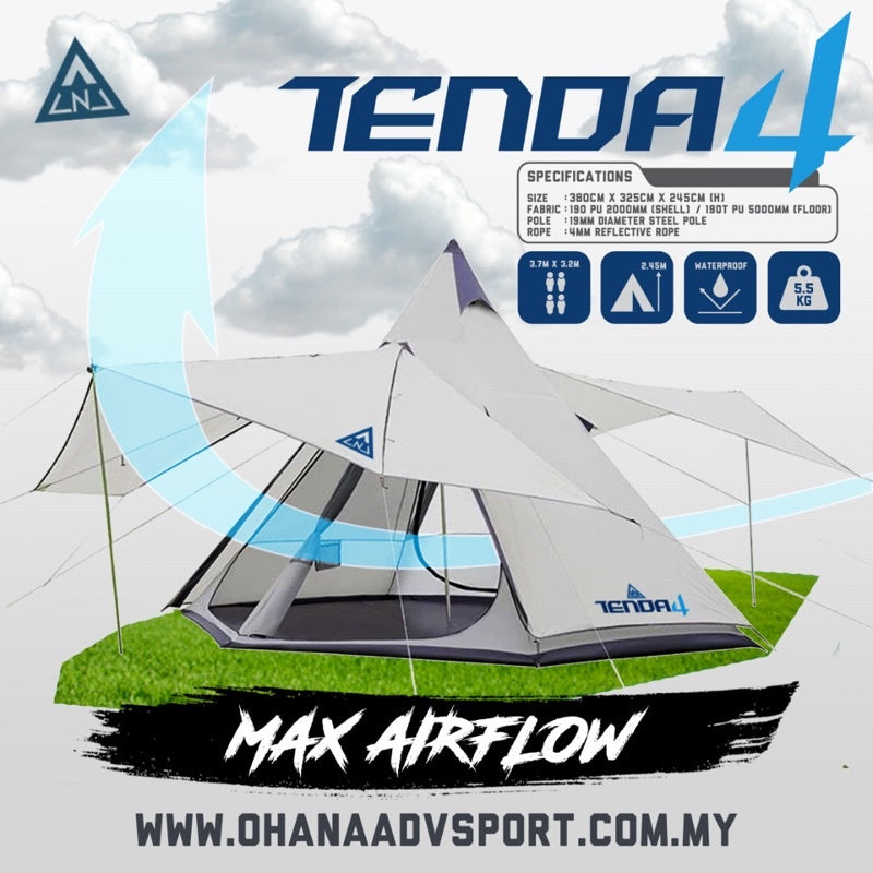 TENDA 4, Luxury awning tent for 4 man tent outdoor