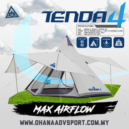 TENDA 4, Luxury awning tent for 4 man tent outdoor